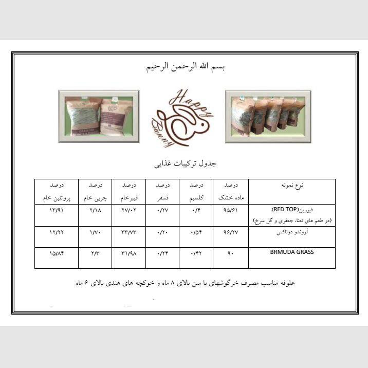 غذای خرگوش و خوکچه هندی مدل happy bunny وزن 1 کیلوگرم