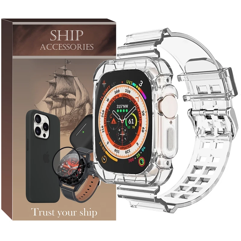 بند شیپ مدل Transparent Shock SH مناسب برای ساعت هوشمند ویرفیت HK8 Pro max / HK9 Ultra 2 / T900 ultra