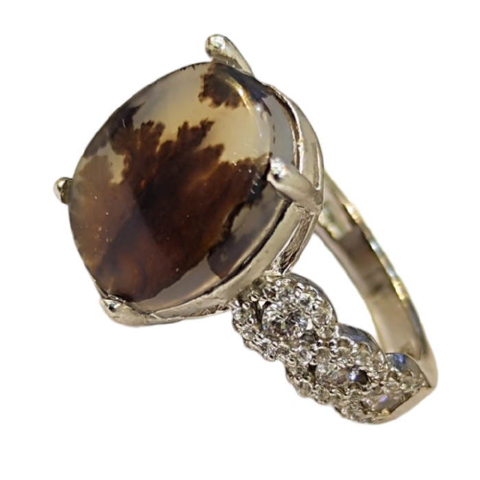 انگشتر نقره زنانه مدل عقیق شجر کد 5880