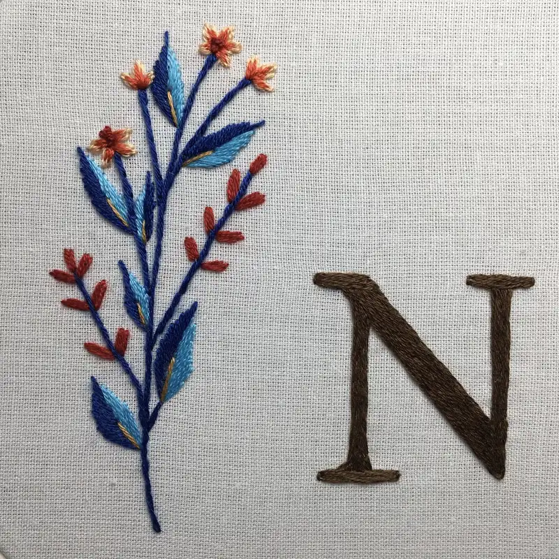 تابلو گلدوزی طرح حرف N کد M29