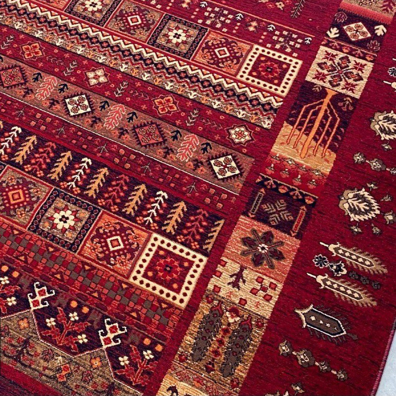 فرش ماشینی هیوا طرح خزان کد 430 رنگ لاکی