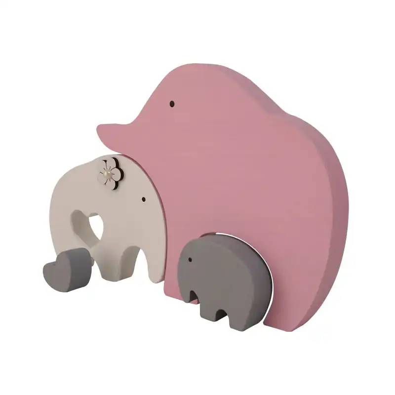 اسباب بازی چوبی طرح پازل فیل قلبی مدل MKT11-E-MD مجموعه 4 عددی