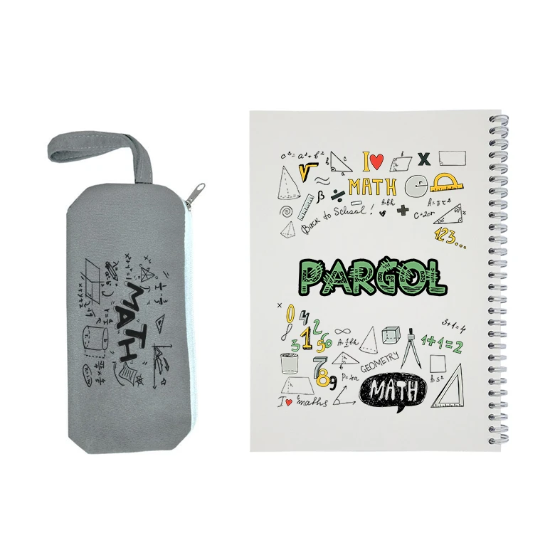 دفتر مشق 50 برگ طرح ریاضی مدل پرگل به همراه جامدادی