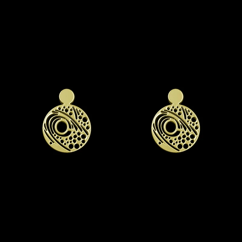 گوشواره طلا 18 عیار زنانه مدوپد مدل هندسی کد GA1-13988