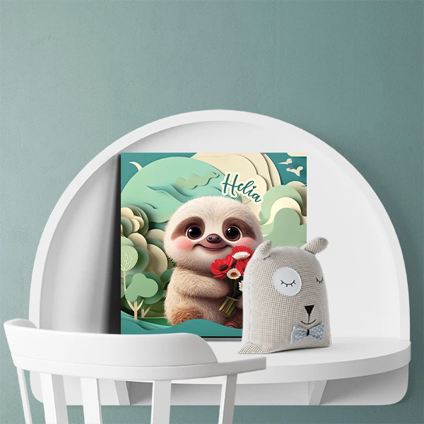 تابلو شاسی لاژید مدل اسم هلیا طرح تنبل کارتونی کد sloth