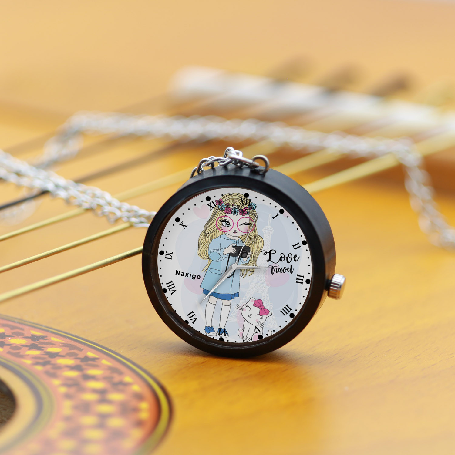 ساعت گردنبندی عقربه ای ناکسیگو مدل دخترانه فانتزی کد NF12780