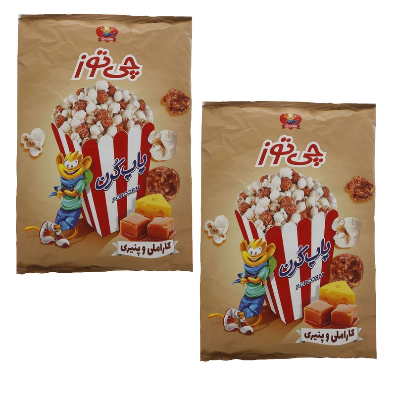 پاپ کورن کاراملی و پنیری چی توز - 180 گرم بسته 2 عددی