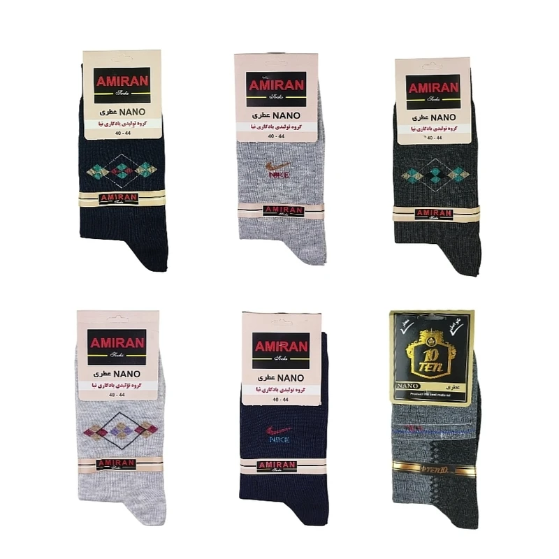 جوراب ساق بلند مردانه مدل پنبه ای عطری کد 004 مجموعه ۶ عددی