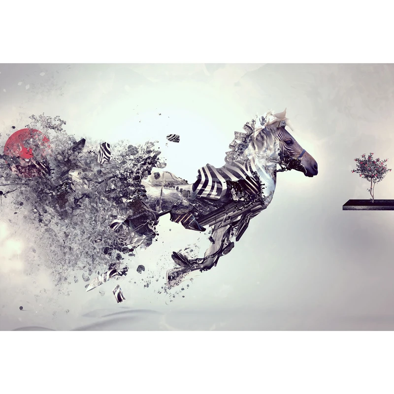 تابلو شاسی طرح غروب آفتاب انتزاعی گورخر مدل T1384