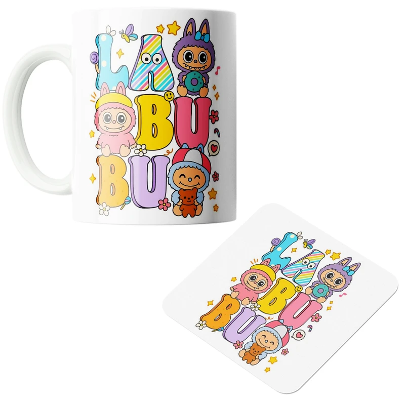 ماگ پاد آفرین مدل لبوبو کد z125 به همراه زیر لیوانی