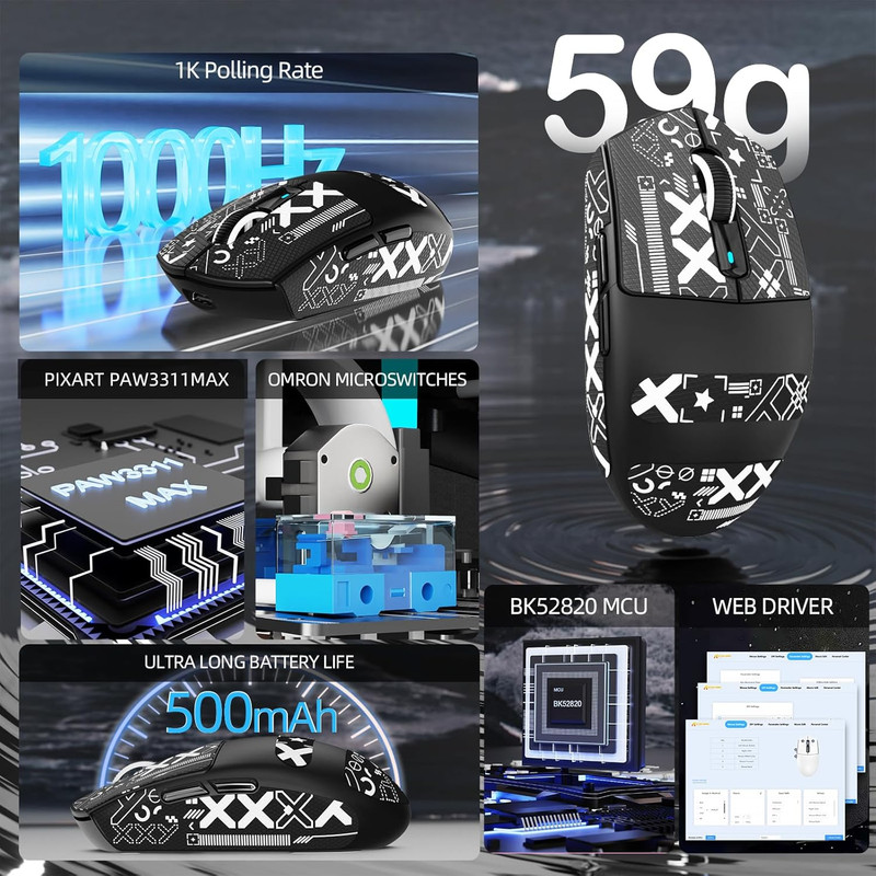 ماوس بی سیم گیمینگ اتک شارک مدل G3 Pro With RGB Charging Dock