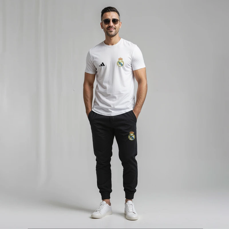 ست تی شرت و شلوار مردانه مدل 140311 طرح رئال مادرید
