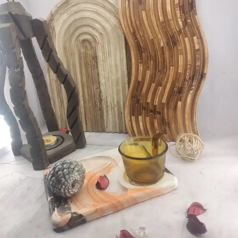 ظرف سرو سنگی مدل ماربل پتینه طرح روز معلم مبارک کد 2680 مجموعه 9 عددی