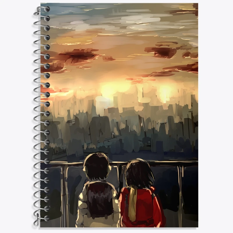 دفتر زبان 50 برگ خندالو مدل سه خط طرح ساتورو و کایو انیمه اریزد کد 32202