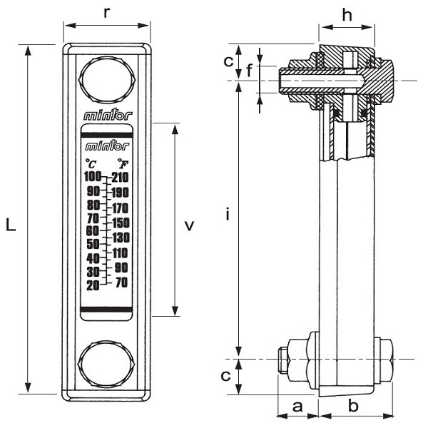 ارتفاع سنج سطح روغن مینتور مدل دماسنج دار کد 1VPLT1A1