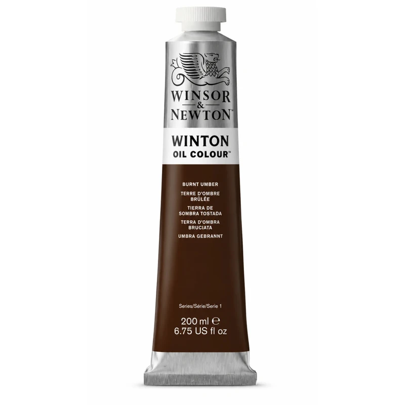 رنگ روغن وینزور اند نیوتن مدل burnt umber حجم ۲۰۰ میلی لیتر