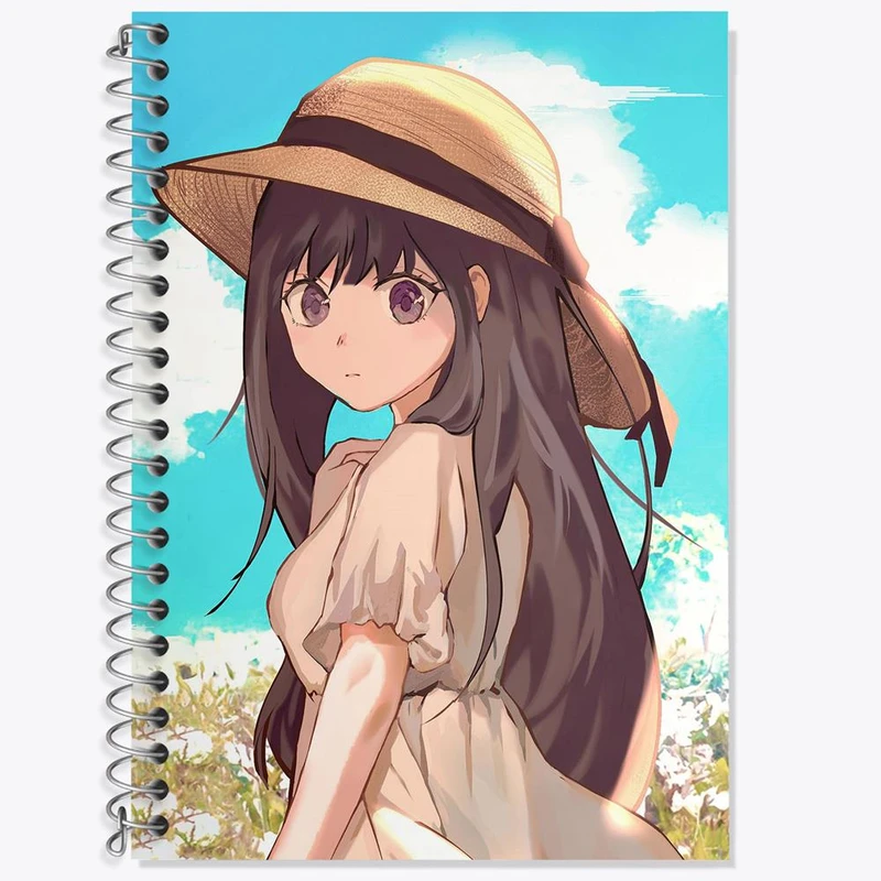 دفتر زبان 50 برگ خندالو مدل سه خط طرح تاکینا انیمه لیکوریس ریکویل Lycoris Recoil کد 23025