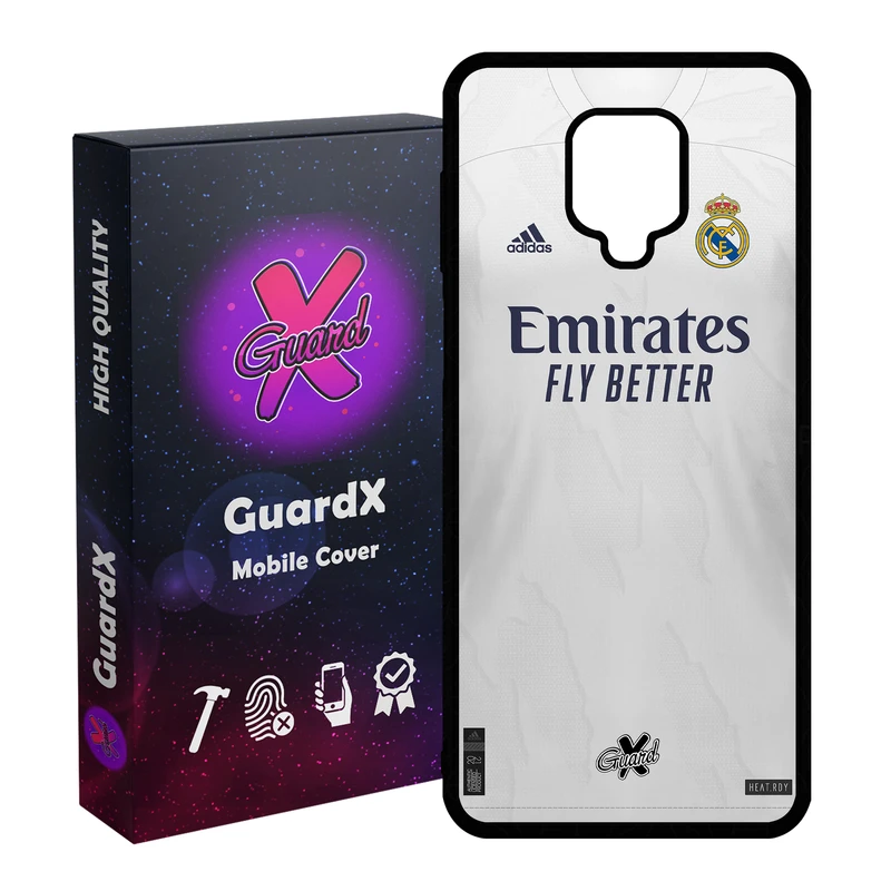 کاور گارد ایکس طرح Real Madrid مدل Glass10254 مناسب برای گوشی موبایل سامسونگ Redmi Note 9S / Note 9 Pro / Note 9 Pro Max