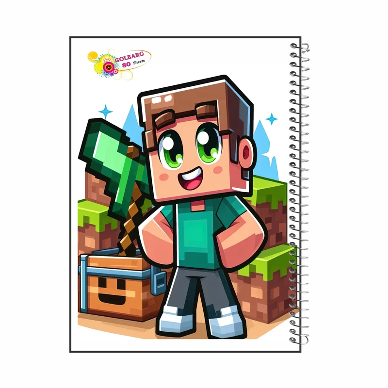 دفتر مشق 80 برگ گلبرگ مدل ماینکرافت کد 2920