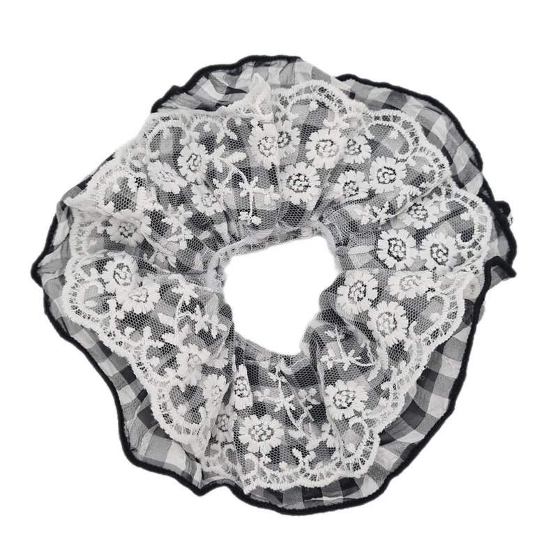 کش مو دخترانه مدل حریر چهارخانه و تور کد brg 2090