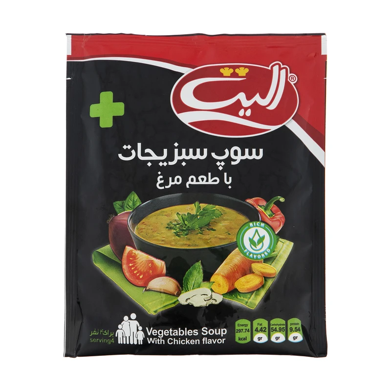 سوپ سبزیجات با طعم مرغ الیت - 80 گرم 