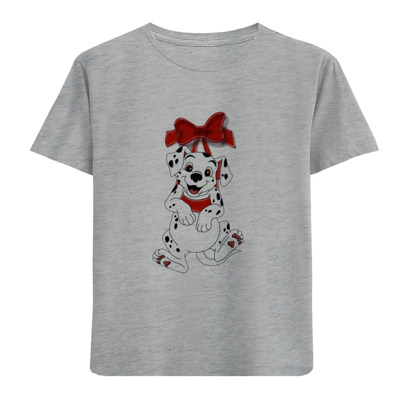 تی شرت آستین کوتاه دخترانه مدل سگ خالدار D31