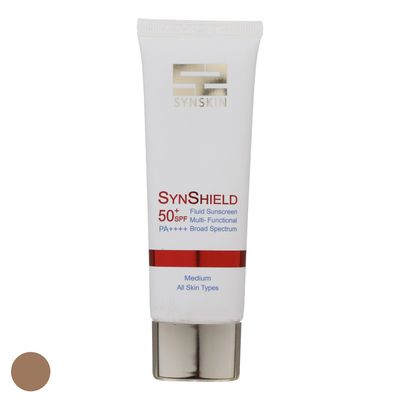 فلوئید ضد آفتاب رنگی ساین اسکین SPF 50 مدل Syn shield مناسب انواع پوست وزن 50 گرم