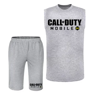 ست تاپ و شلوارک مردانه مدل call of duty کد BA 571 T رنگ طوسی