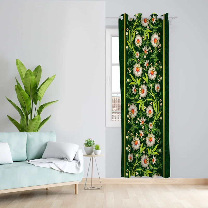 پرده طرح گل مدل مخمل پانچی کد 4256 z سایز 140x200 سانتی متر