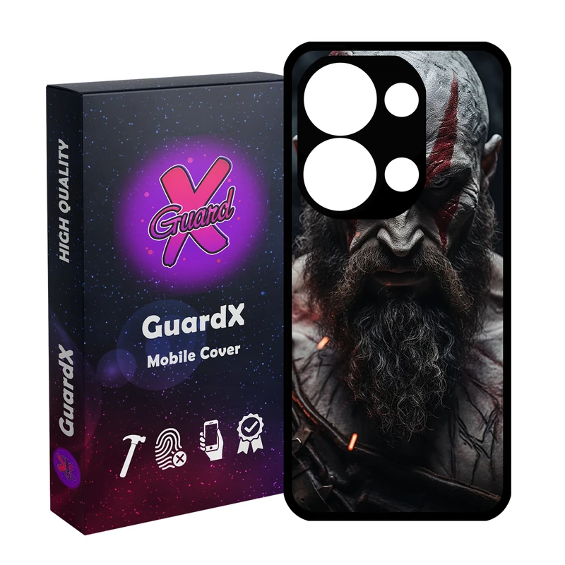 کاور گارد ایکس طرح God of War مدل Glass10835 مناسب برای گوشی موبایل شیائومی Redmi Note 13 Pro 4G / Poco M6 Pro 4G