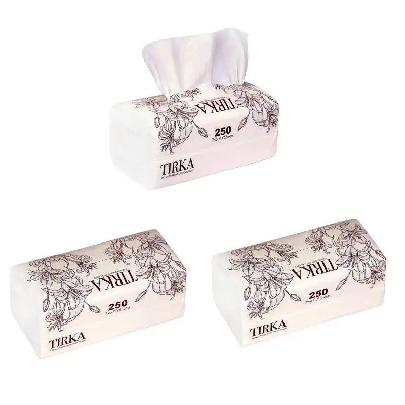 دستمال کاغذی 250 برگ تیرکا مدل لیلیوم بسته 3 عددی