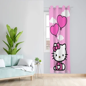 پرده مدل hello kitty مخمل پانچی کد 1949 سایز 140x200 سانتی متر