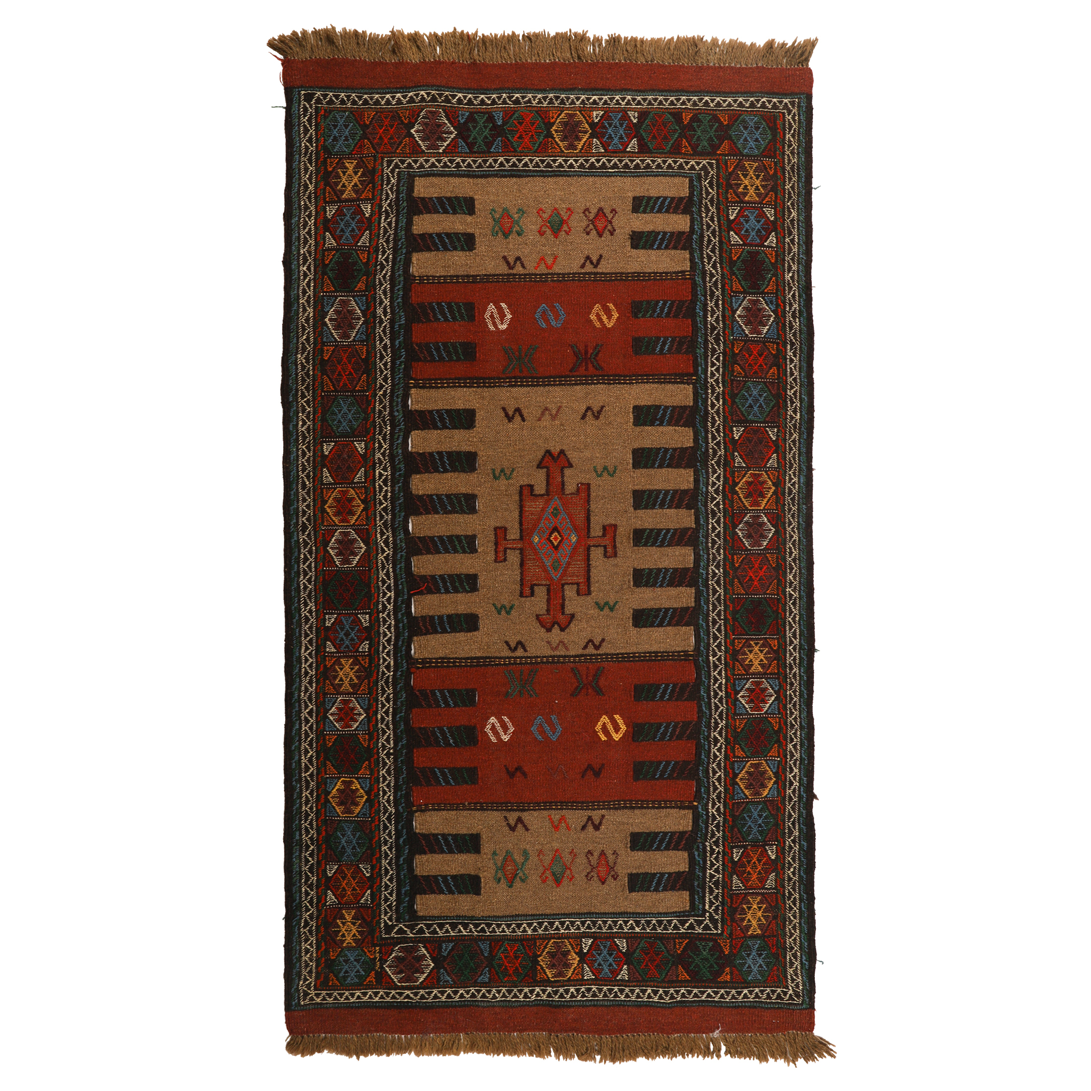 گلیم دستبافت دومتری طرح سفره کردی کد 140416