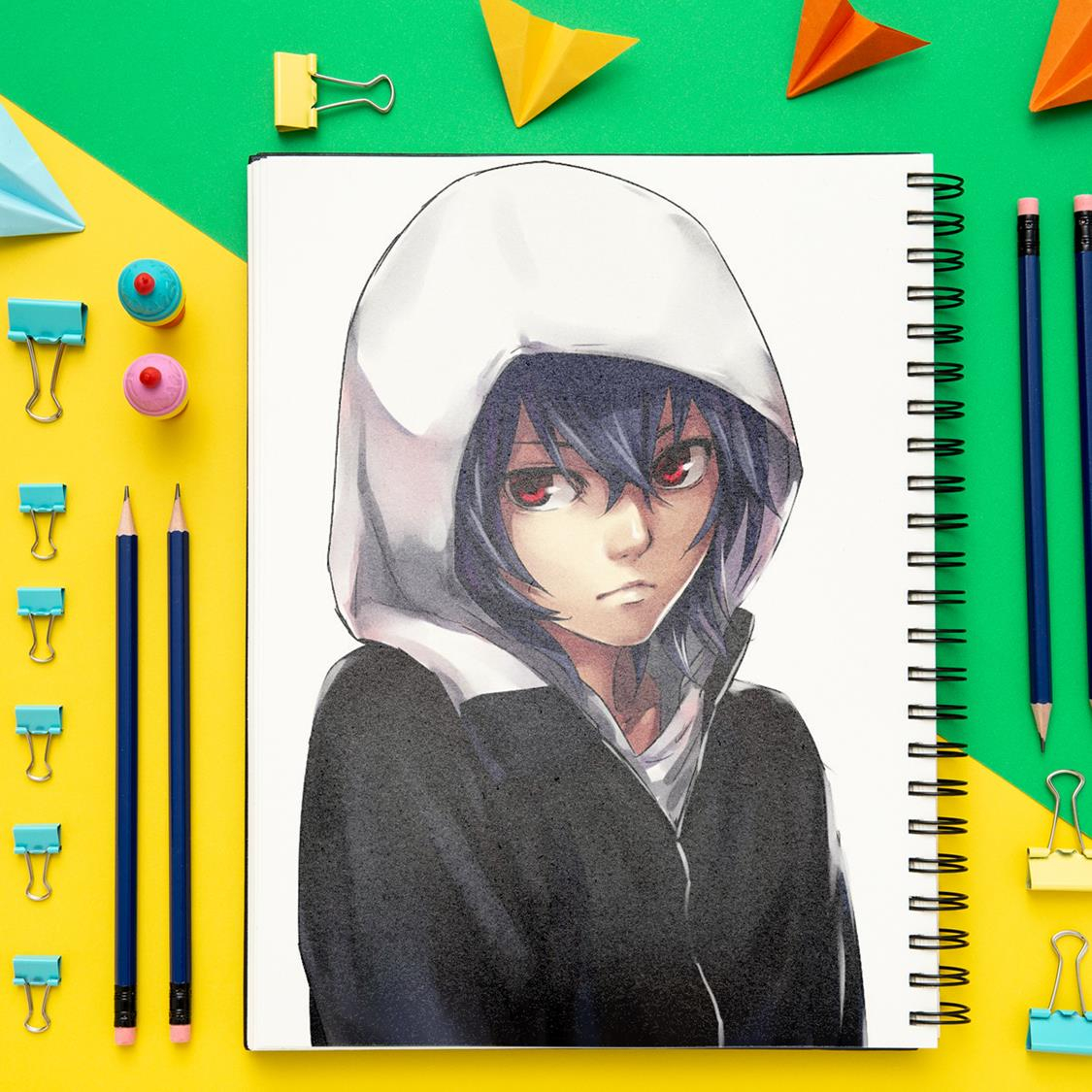 دفتر مشق باژیکان طرح انیمه توکیو غول Tokyo Ghoul کد 20211494 به همراه استیکر مجموعه 14 عددی