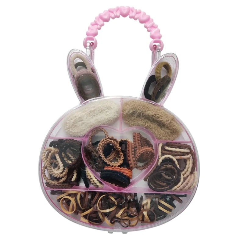 ست کش مو دخترانه مدل کیفی طرح خرگوش بسته ۱۰۰ عددی