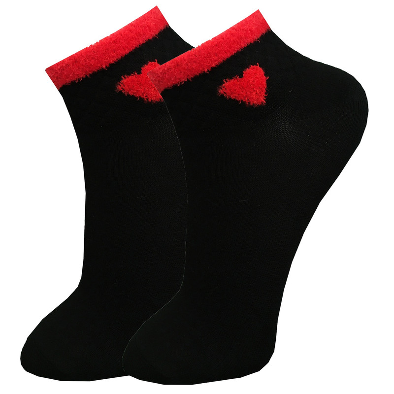 جوراب ساق کوتاه زنانه دکتر جوراب مدل پنبه بوکله طرح قلب رنگ قرمز