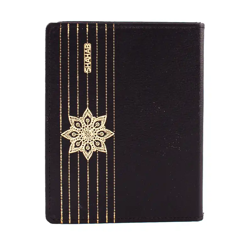 کلاسور مدل یک تکه چرمی طلاکوب شده 20 حلقه