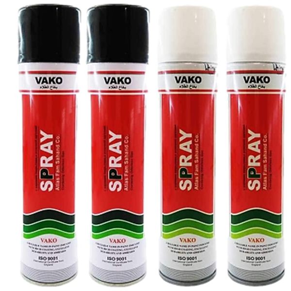 اسپری رنگ مشکی و سفید واکو کد 04 حجم 1200 میلی لیتر مجموعه 4 عددی