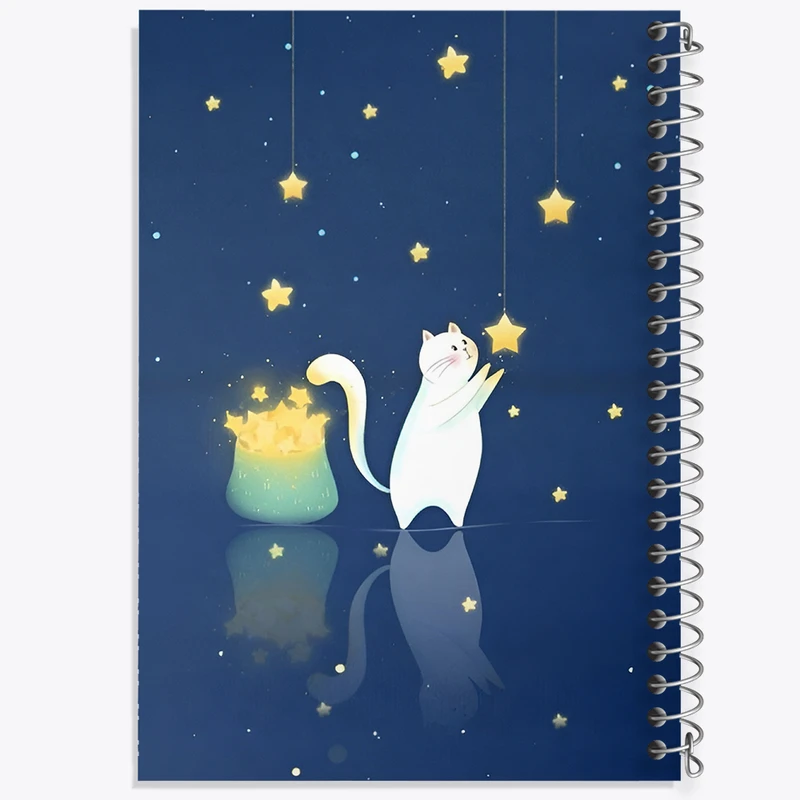 دفتر ژورنال نویسی 50 برگ خندالو مدل نقطه ای طرح گربه و ستاره کد N3062