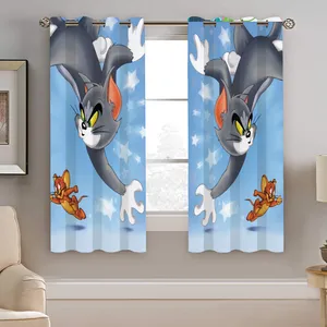 پرده نیروانا طرح تام و جری کودک مدل مخمل کد 4813 سایز 140×200 سانتی متر