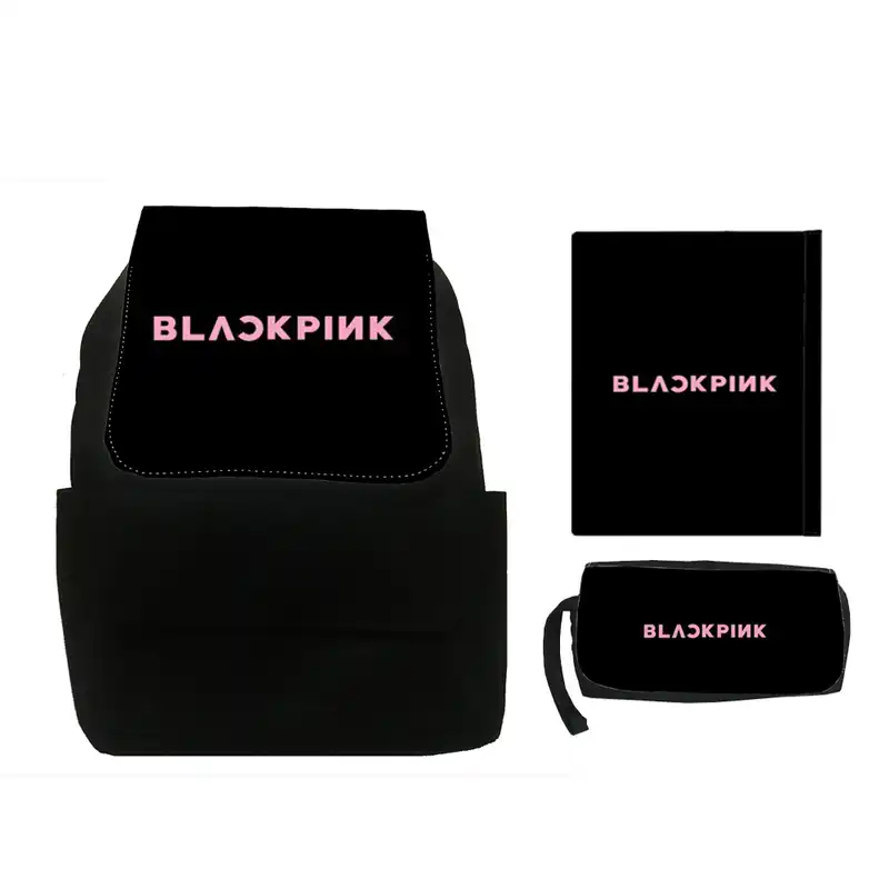 کوله پشتی طرح بلک پینک کد sp25 به همراه کلاسور و جامدادی