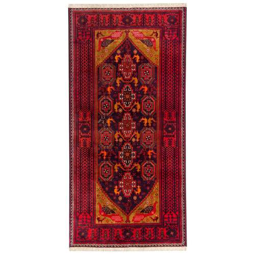 فرش دستبافت دو و نیم متری مدل نقشه بلوچ  کد 34.2751