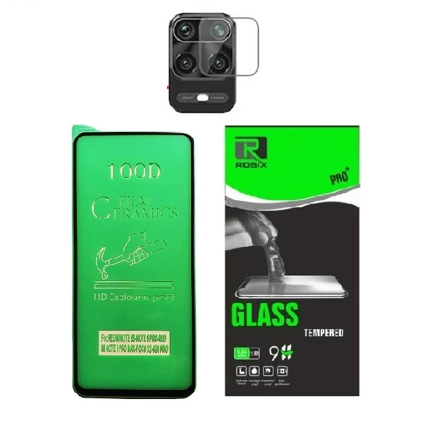 محافظ صفحه نمایش روبیکس مدل CR-Note9pro مناسب برای گوشی موبایل شیائومی Redmi Note 9pro به همراه محافظ لنز دوربین