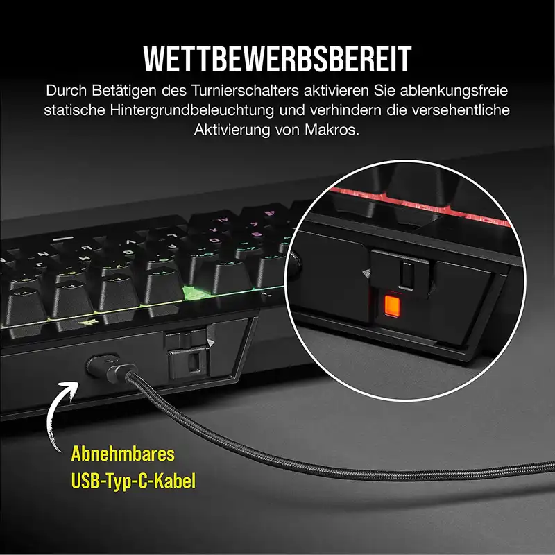 کیبورد مخصوص بازی کورسیر مدل  K70 RGB TKL  CHERRY MX Red