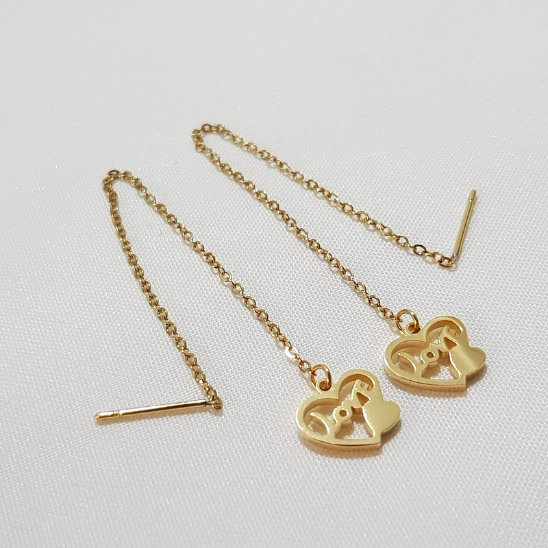 گوشواره زنانه مدل بخیه ای قلب و لاو 3418