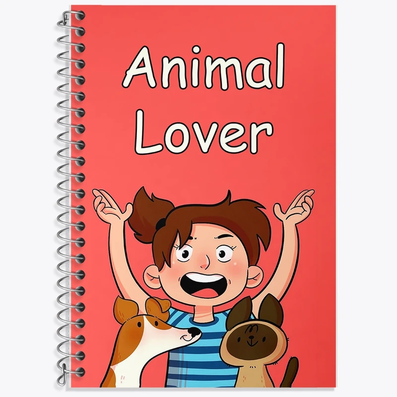 دفتر زبان 50 برگ خندالو مدل سه خط طرح Animal Lover کد F133