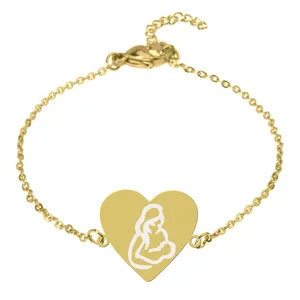 دستبند زنجیری زنانه هایکا طرح مادر و نوزاد و قلب کد zd.jh 6