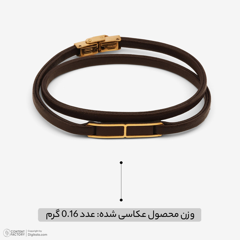 دستبند طلا 18 عیار مردانه با بند چرمی وی گالری مدل مستطیل کد LBB5852