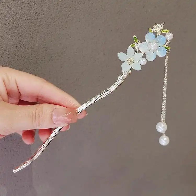 گیره مو زنانه مدل کانزاشی طرح غنچه و گل