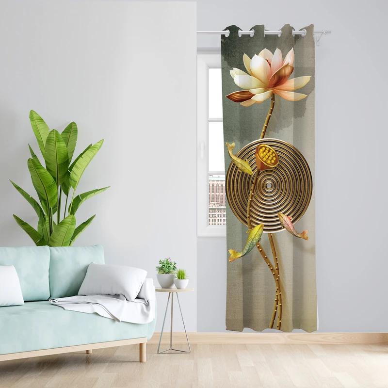 پرده طرح گل مدل مخمل پانچی کد 2430 z سایز 140x200 سانتی متر